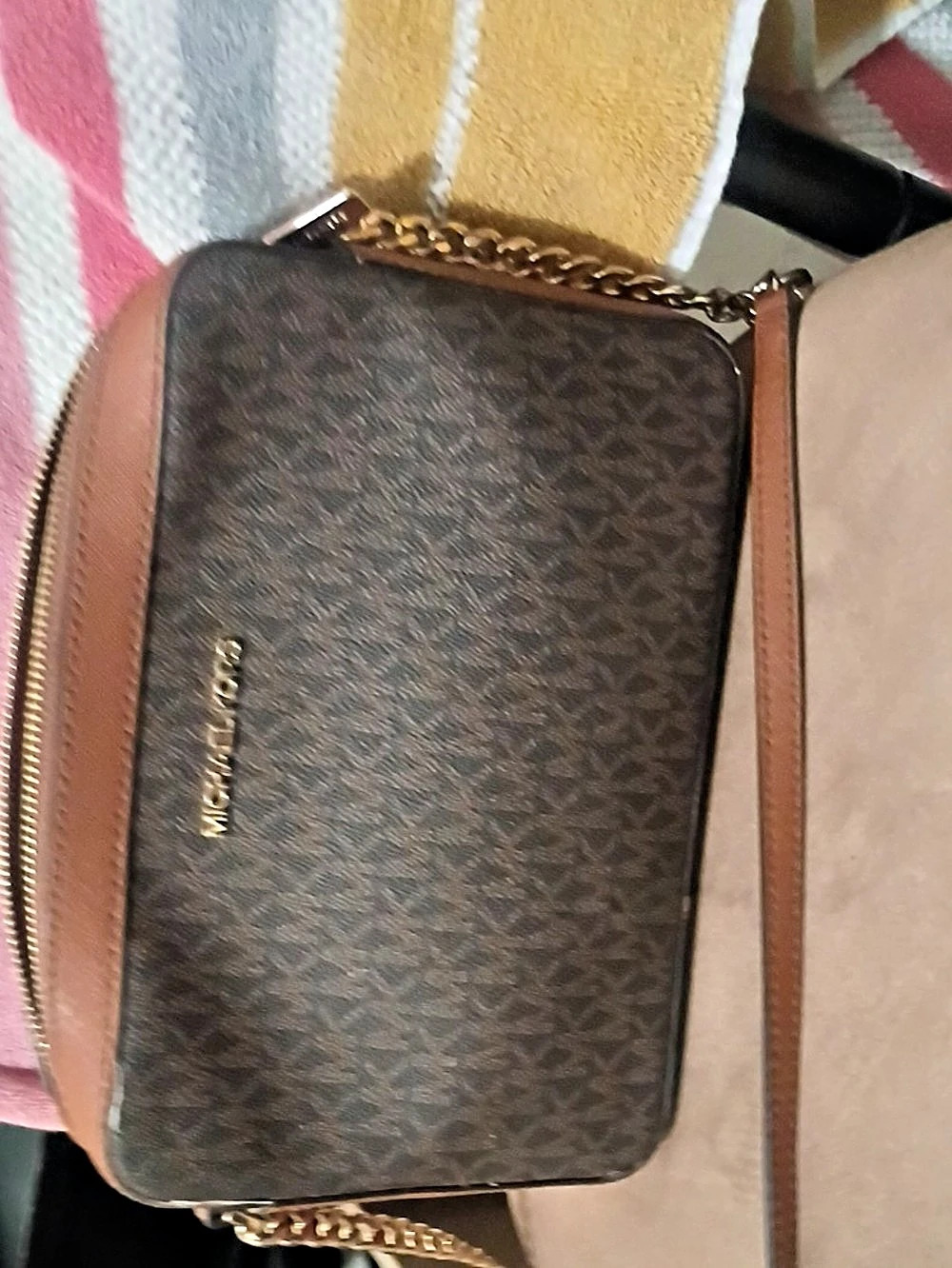 Michael Kors Jet Set Large East West Crossbody Bag Brown & Pink
